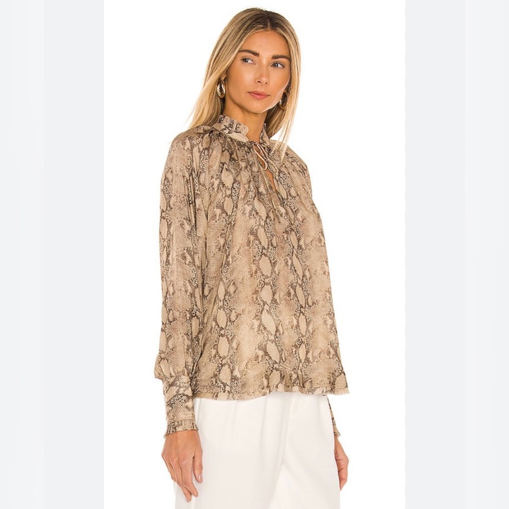 Jonathan Simkhai Python Rue Ruched Front Blouse M… - image 1